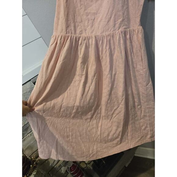 Barbour Women's Pink Eyelet Embroidered Midi Dress Size 6 Sleeveless - Picture 4 of 14
